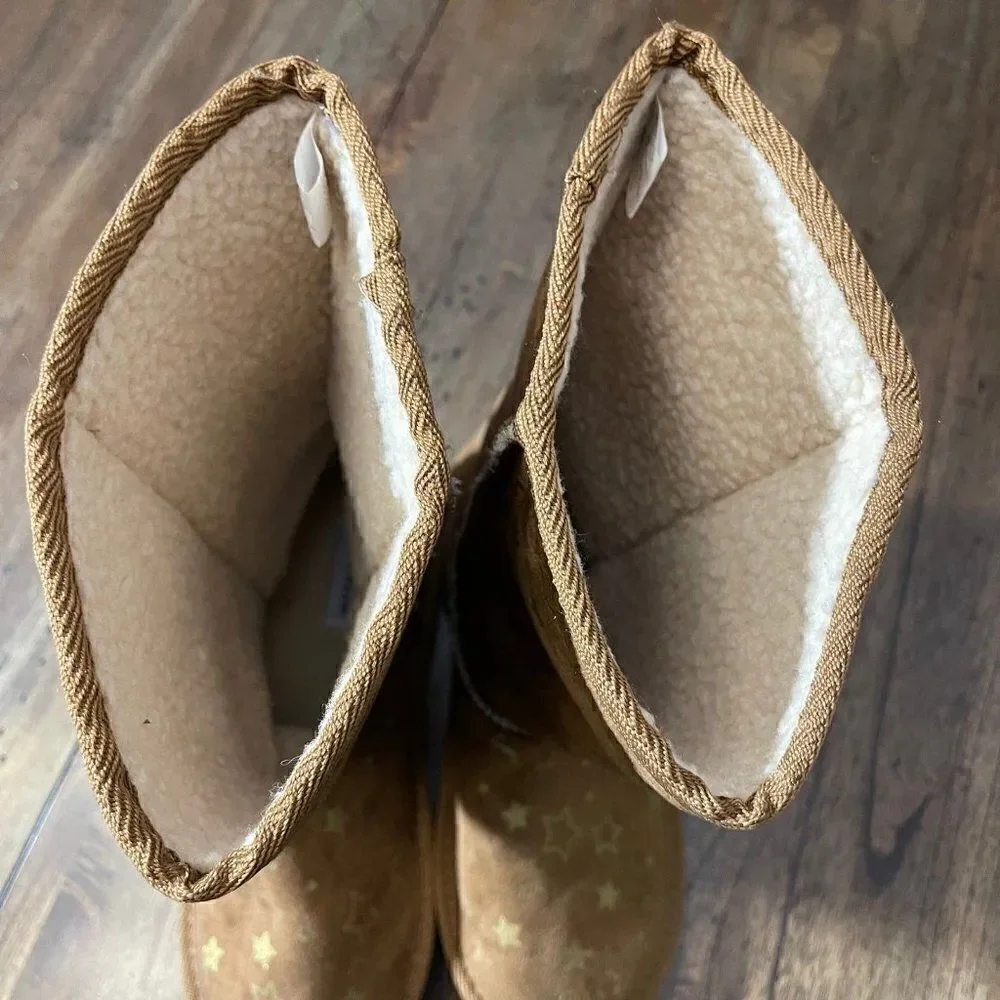 Airwalk Emma Star Pattern Brown Cognac Cozy Boots